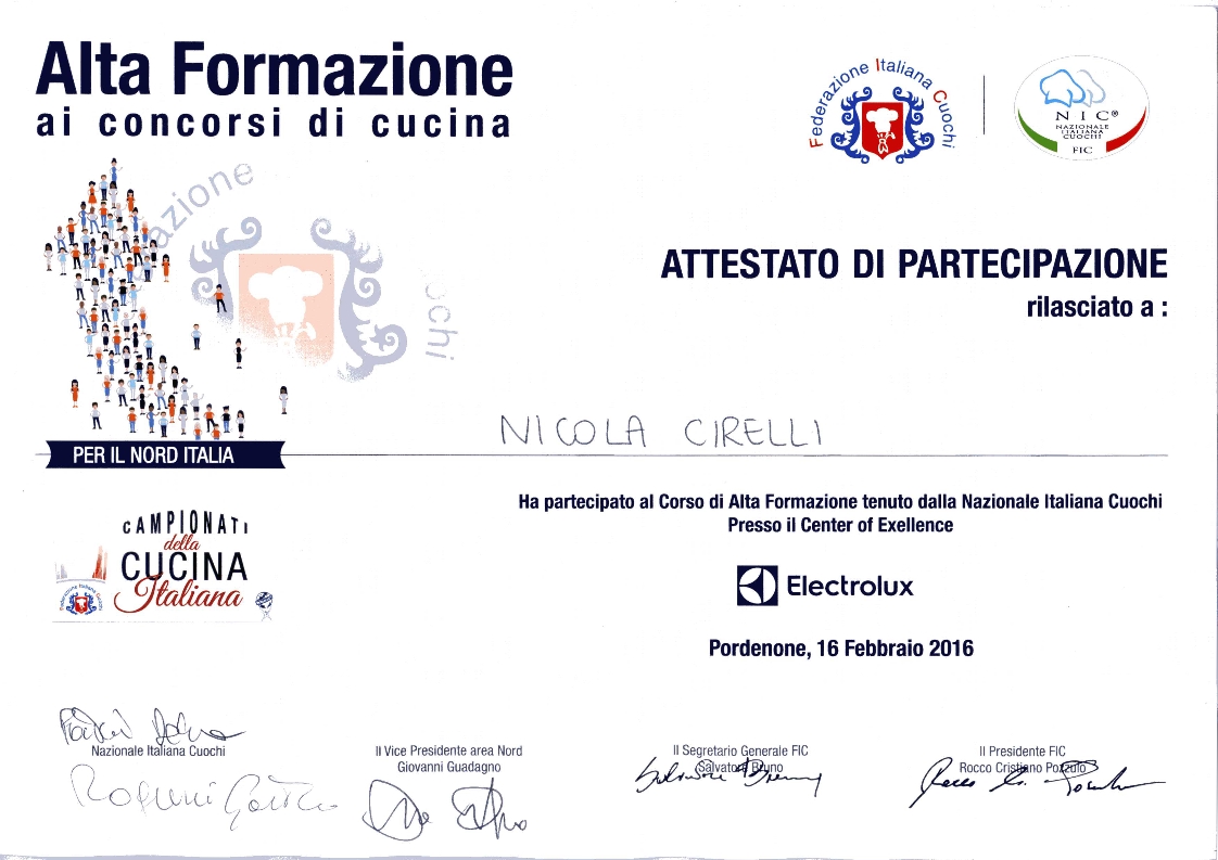 Attestato di Partecipazione - Corso Alta Formazione FIC