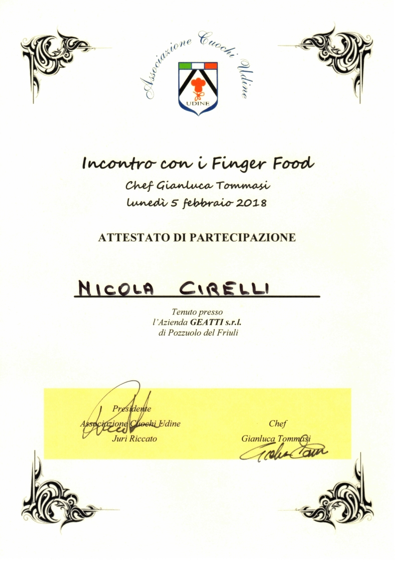 Attestato di Partecipazione - Finger Food