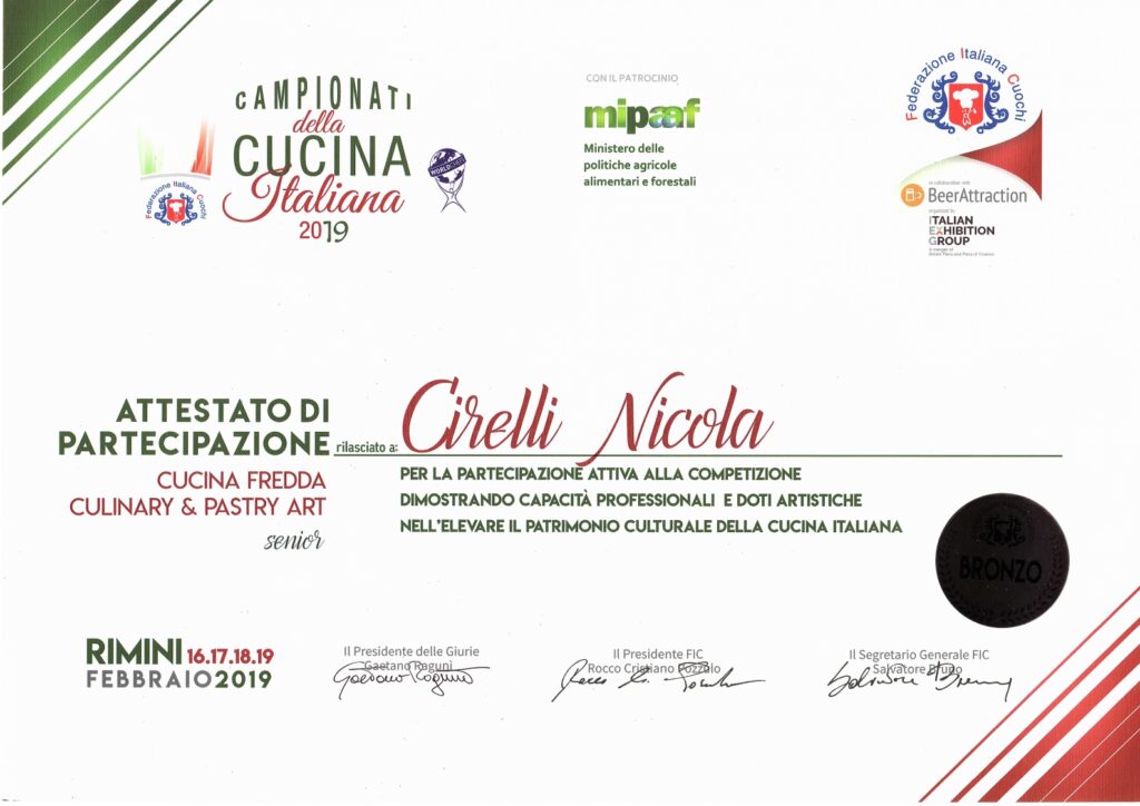 Campionati della Cucina Italiana - Cucina Fredda Singolo Senior (BRONZO)